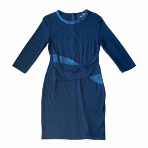 Steffen Schraut black dress with faux leather detail long sleeves Size 40/Large